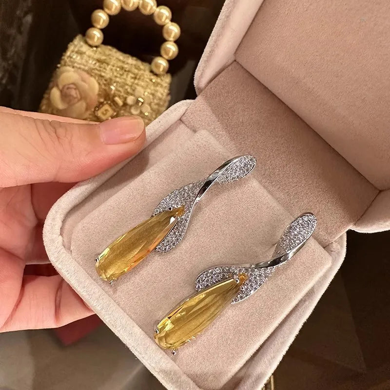 Boucles d'oreilles  feuilles de zircon