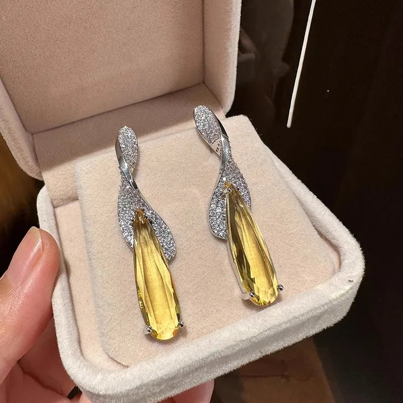 Boucles d'oreilles  feuilles de zircon