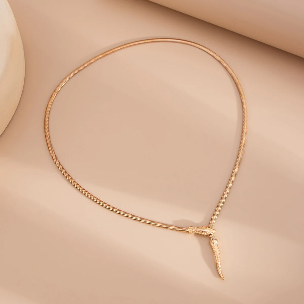 IngeSight.Z Gothic Smooth Snake Chain Necklace for Women Punk Gold Color Serpentine Necklace Clavicle Chain Trendy Neck Jewelry