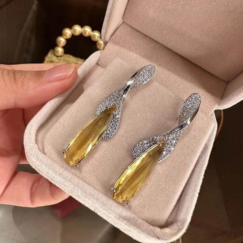 Boucles d'oreilles  feuilles de zircon