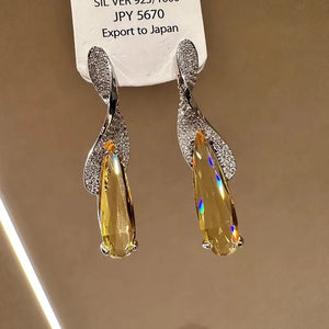 Boucles d'oreilles  feuilles de zircon