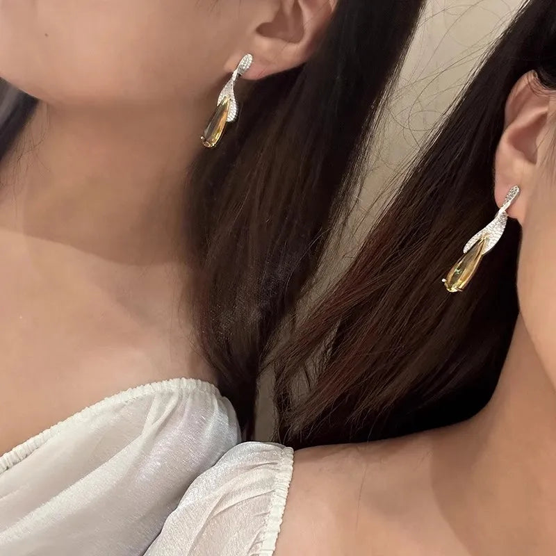 Boucles d'oreilles  feuilles de zircon