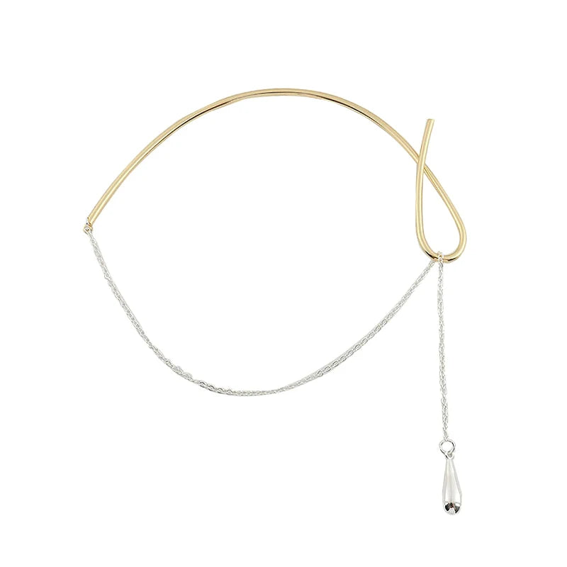 Collier avec pendentif en fil métallique bicolore pour femme