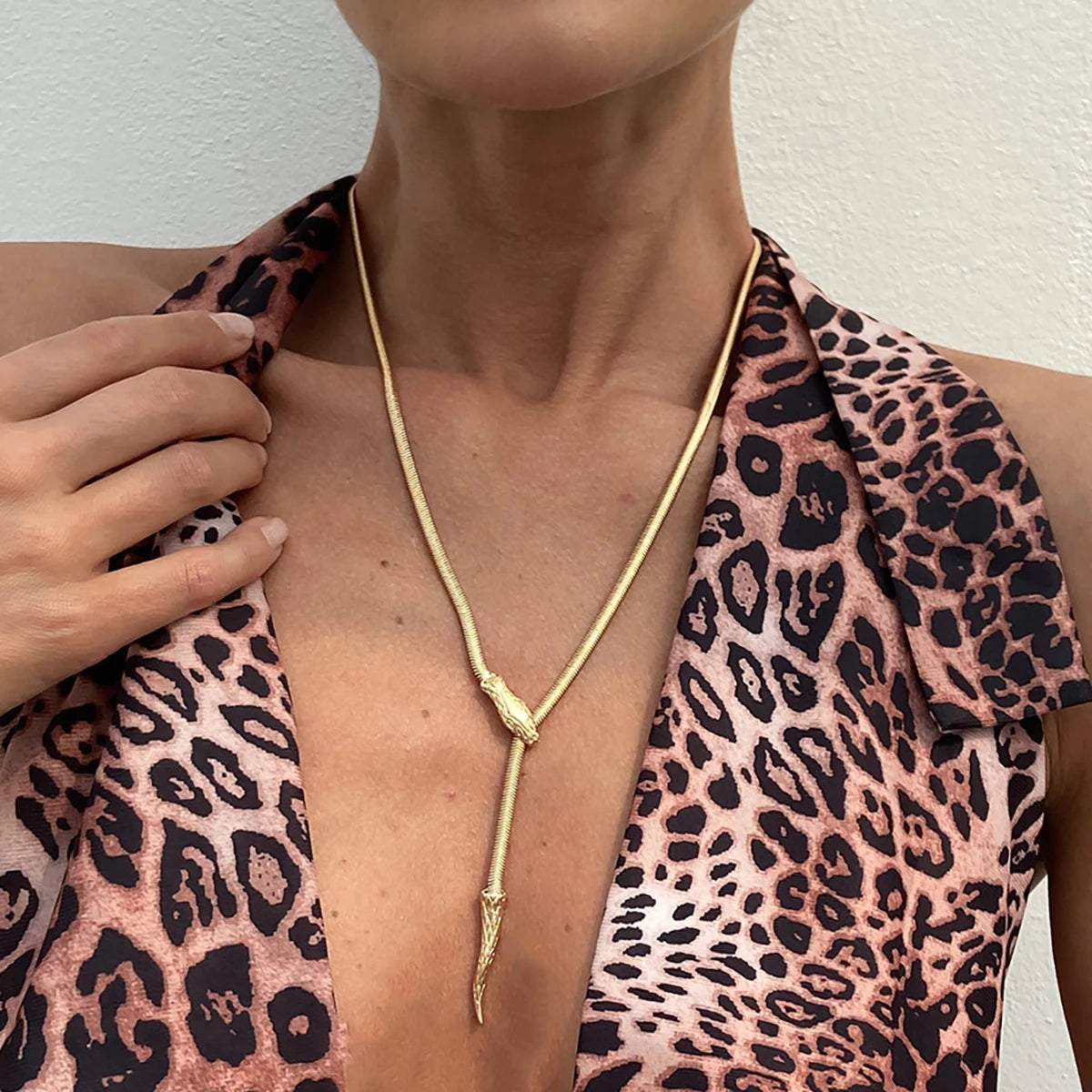 IngeSight.Z Gothic Smooth Snake Chain Necklace for Women Punk Gold Color Serpentine Necklace Clavicle Chain Trendy Neck Jewelry