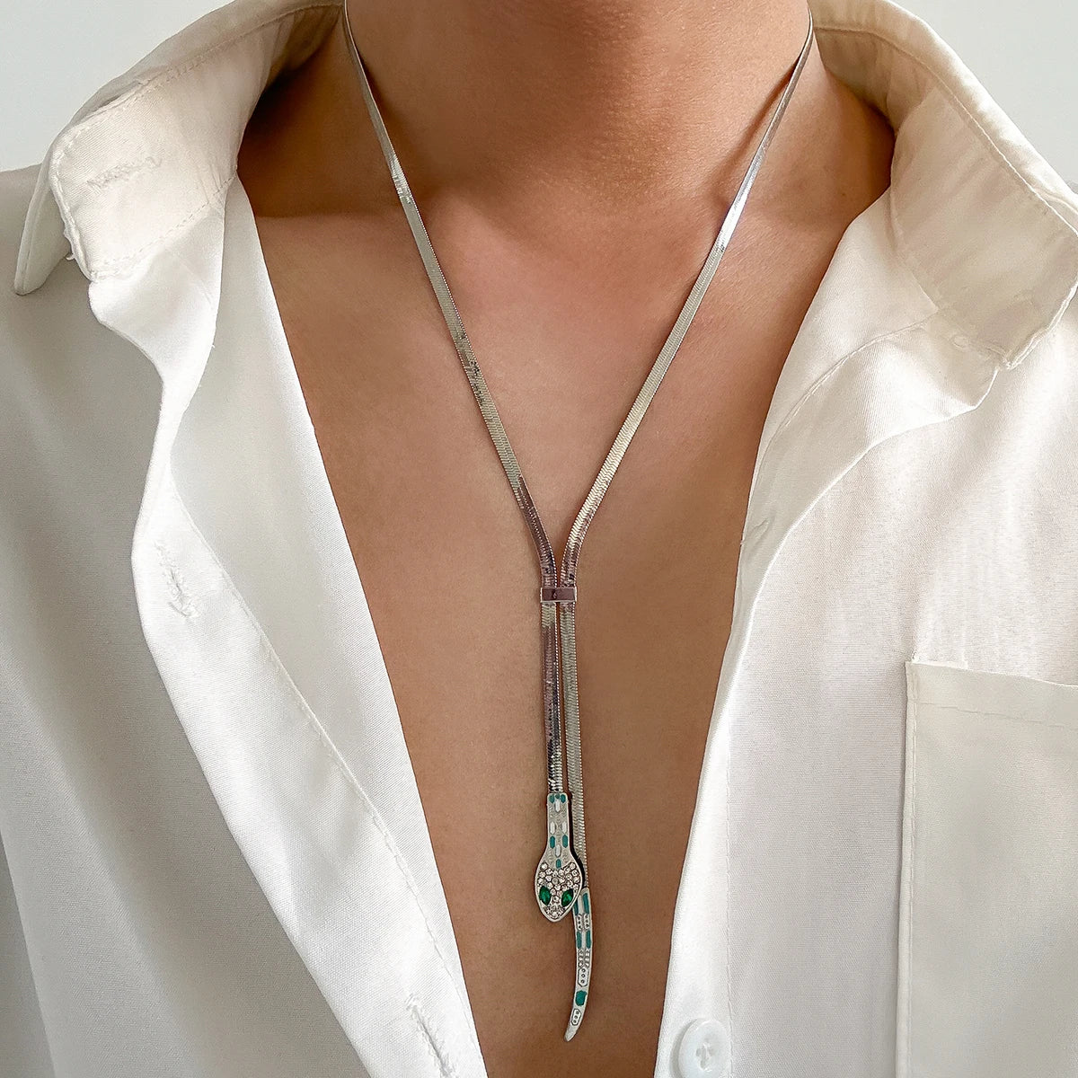 IngeSight.Z Gothic Smooth Snake Chain Necklace for Women Punk Gold Color Serpentine Necklace Clavicle Chain Trendy Neck Jewelry