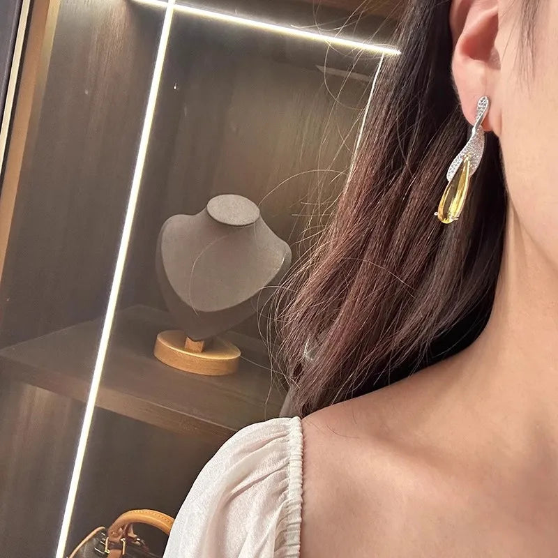 Boucles d'oreilles  feuilles de zircon