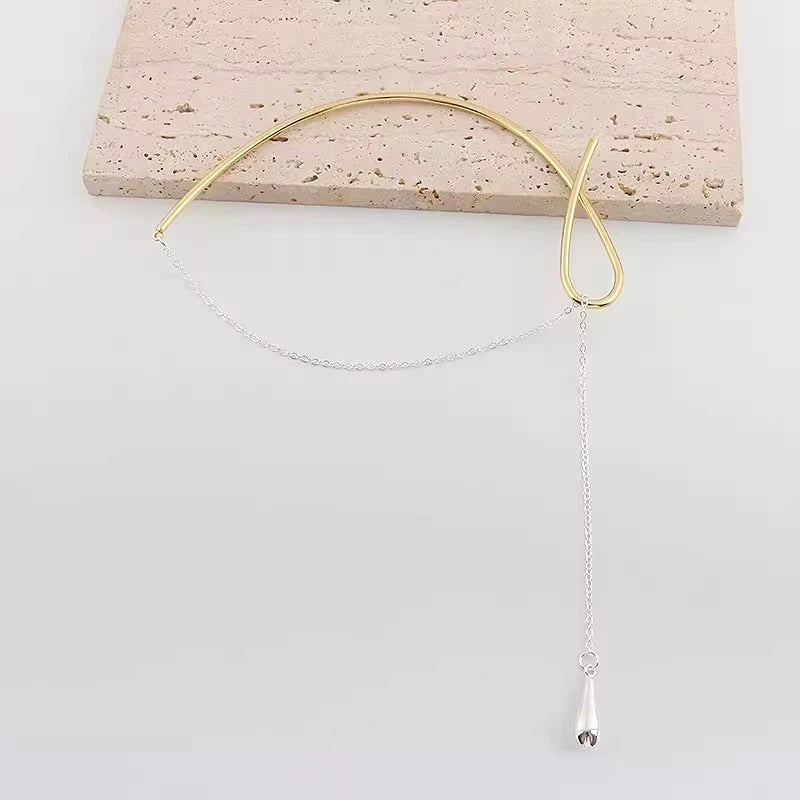 Collier avec pendentif en fil métallique bicolore pour femme